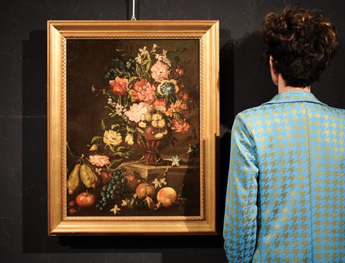 "Natura morta con vaso di fiori e Frutta"